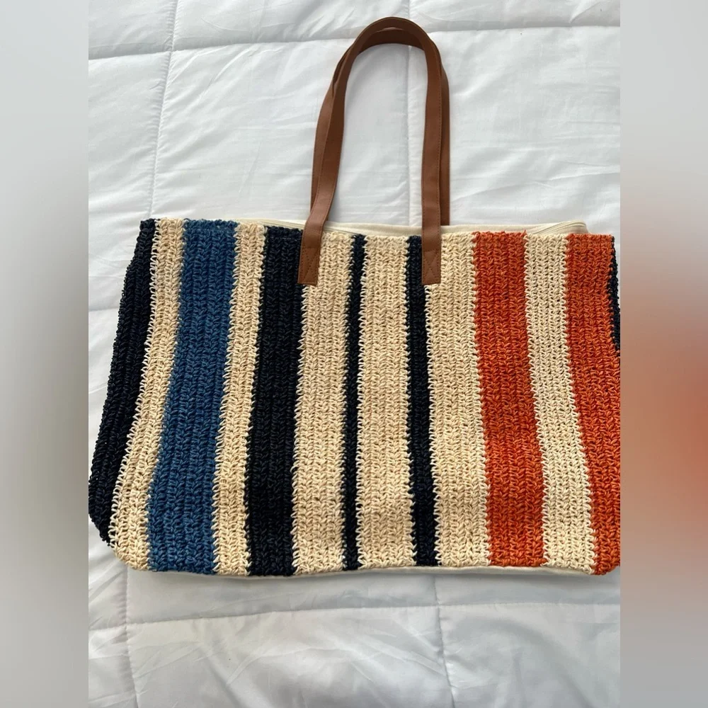 Rays For Days Beachly Woven Raffia Cotton The Weekender Tote Bag New without tag - Picture 1 of 3